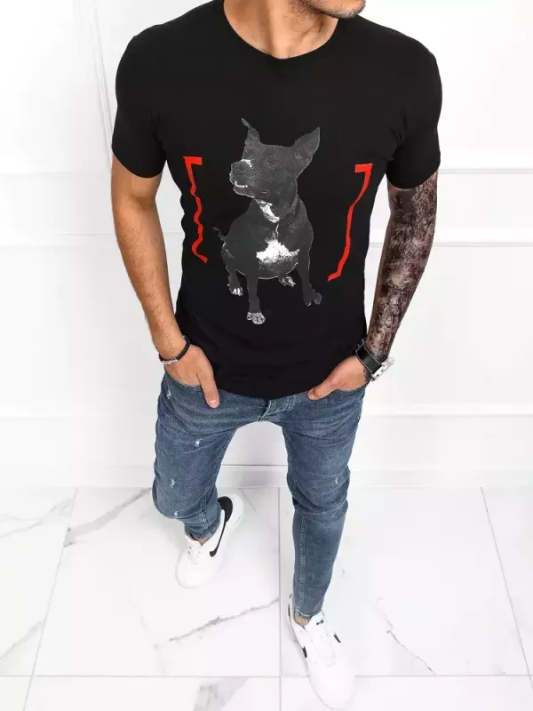 DStreet T-shirt męski z nadrukiem czarny Dstreet