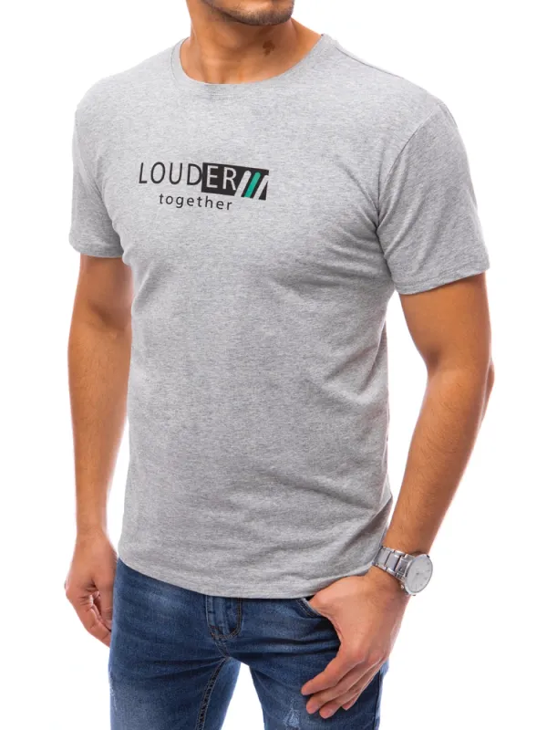 DStreet T-shirt męski z nadrukiem jasnoszary Dstreet