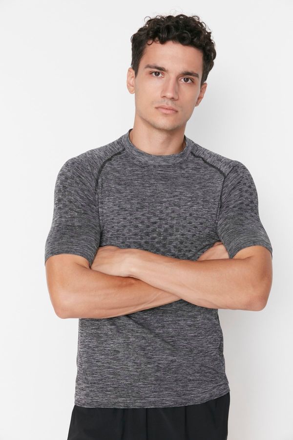 Trendyol Trendyol Antracit muška vitka crewneck besprijekorna sportska majica