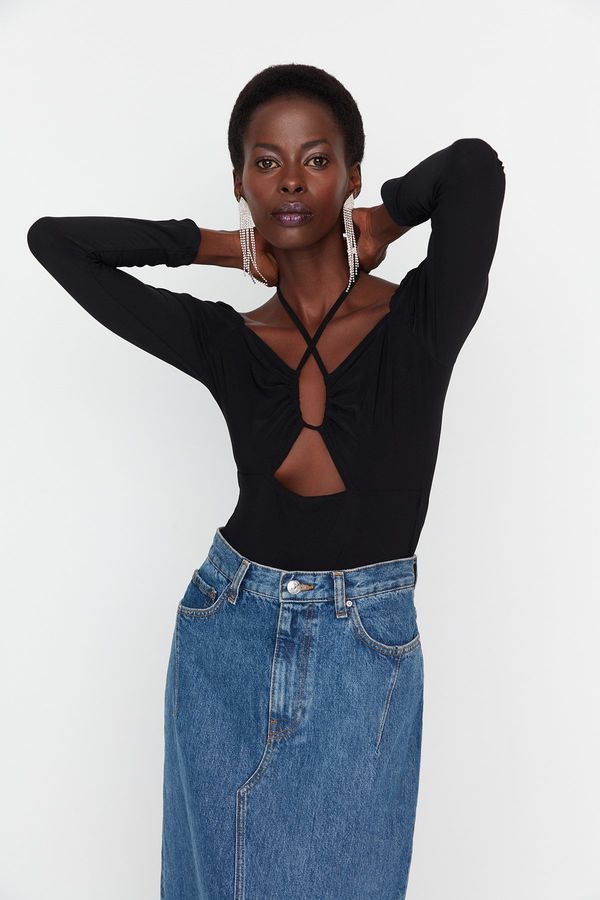 Trendyol Trendyol Black Collar Detailed Bodysuit