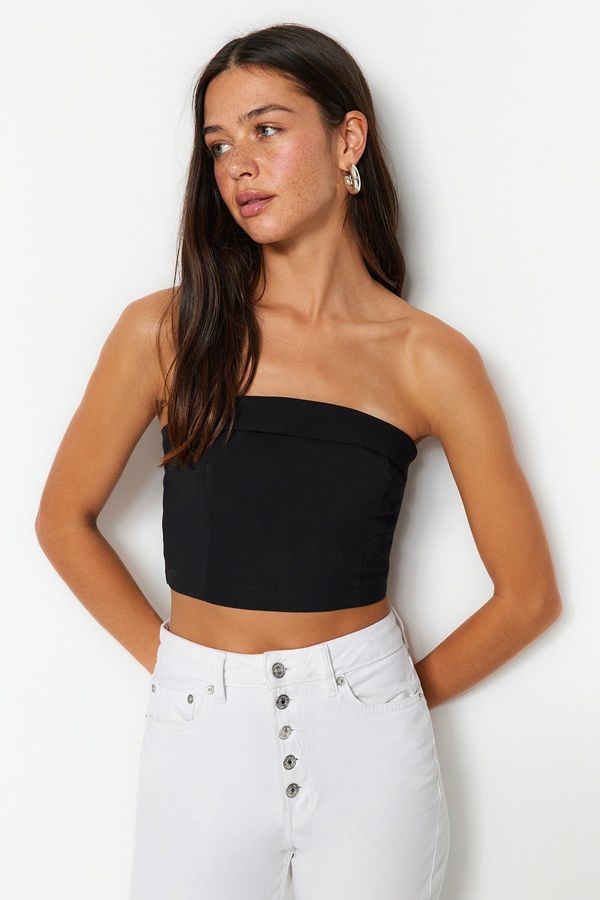 Trendyol Trendyol Black Corset Strapless Woven Blouse