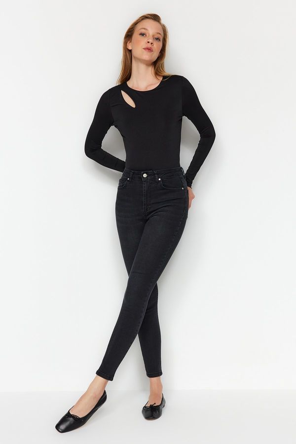 Trendyol Trendyol Black Shaper Efekt Skinny traperice visokog struka