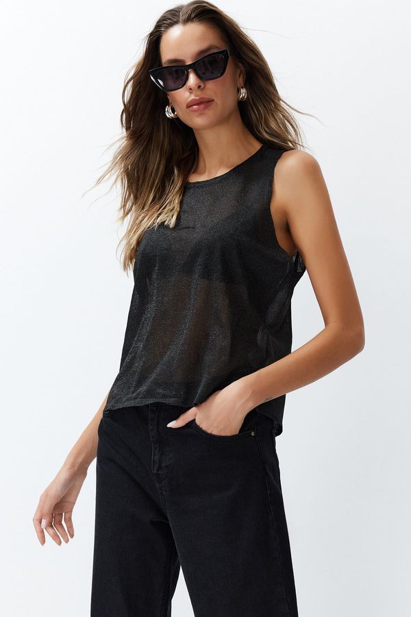 Trendyol Trendyol Black Transparent Detailed Fine Knitted Blouse