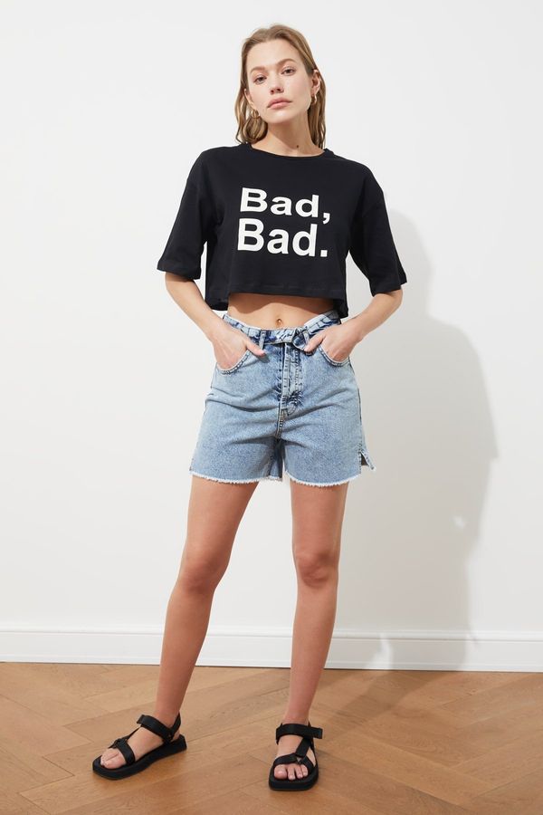 Trendyol Trendyol Blue Waist Detailed Denim Shorts