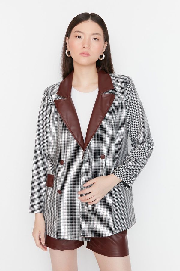 Trendyol Trendyol Burgundy Double Breasted Woven Blazer Jacket