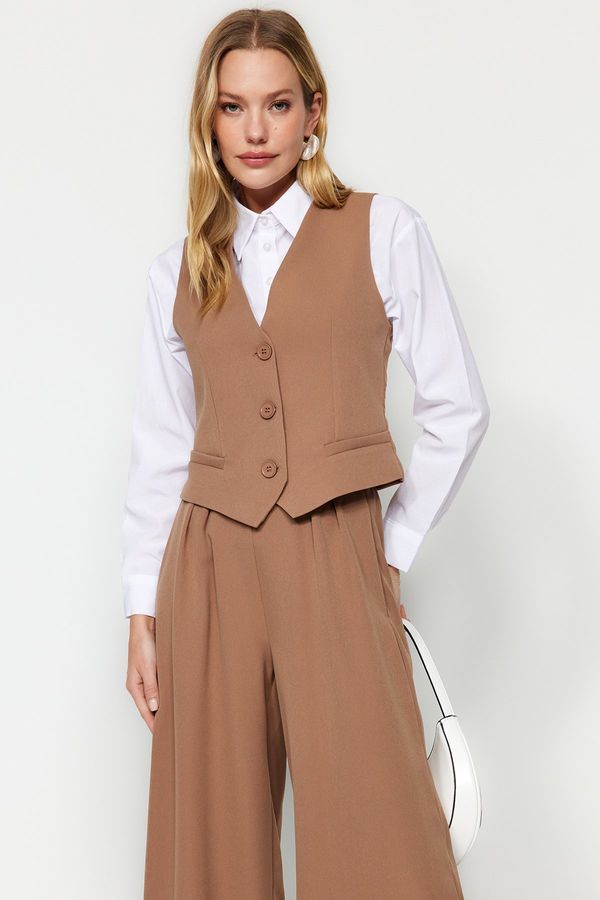 Trendyol Trendyol Camel Vest-Pants Weave Upper-Upper Set