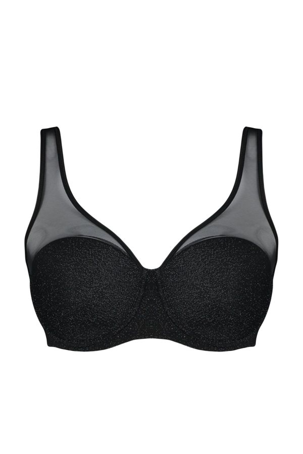 Trendyol Trendyol Curve Black Silvery Mesh Detailed Covered Bra