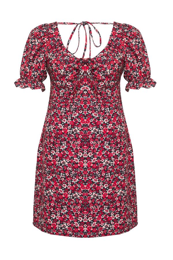 Trendyol Trendyol Curve Multicolored Floral Balloon Sleeve Mini/Short Length Woven Dress
