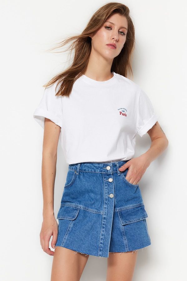 Trendyol Trendyol Dark Blue Denim Shorts Skirt with Cargo Pocket