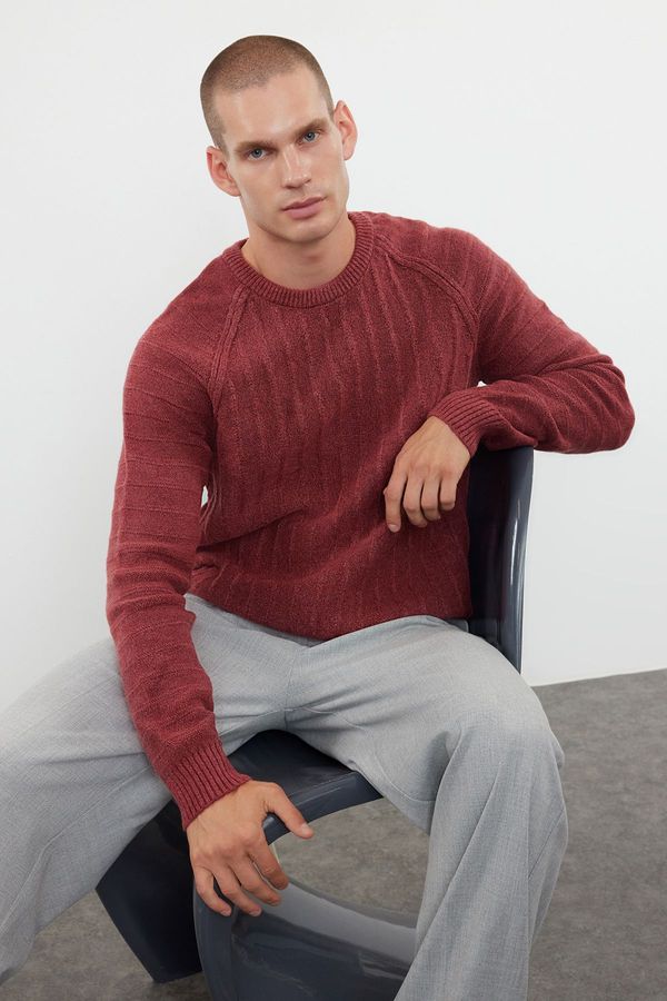 Trendyol Trendyol Dusty Rose Regular Crew Neck Textured Knitwear Sweater