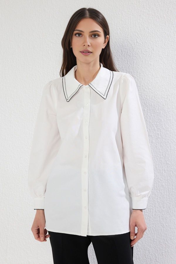 Trendyol Trendyol Ecru Regular Terrycotton Plain Weave Hijab Shirt