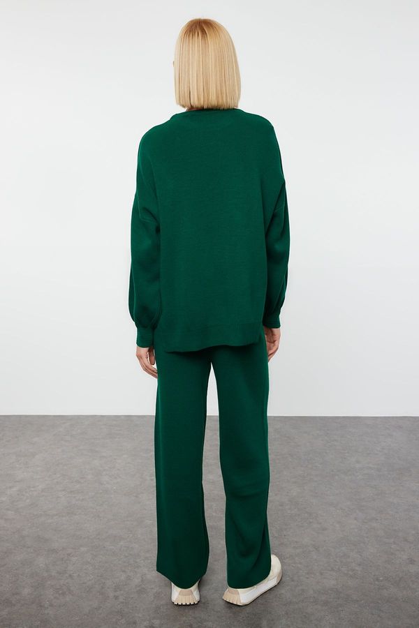 Trendyol Trendyol Emerald Green Wide Pattern Balloon Sleeve Knitwear Top-Top Set