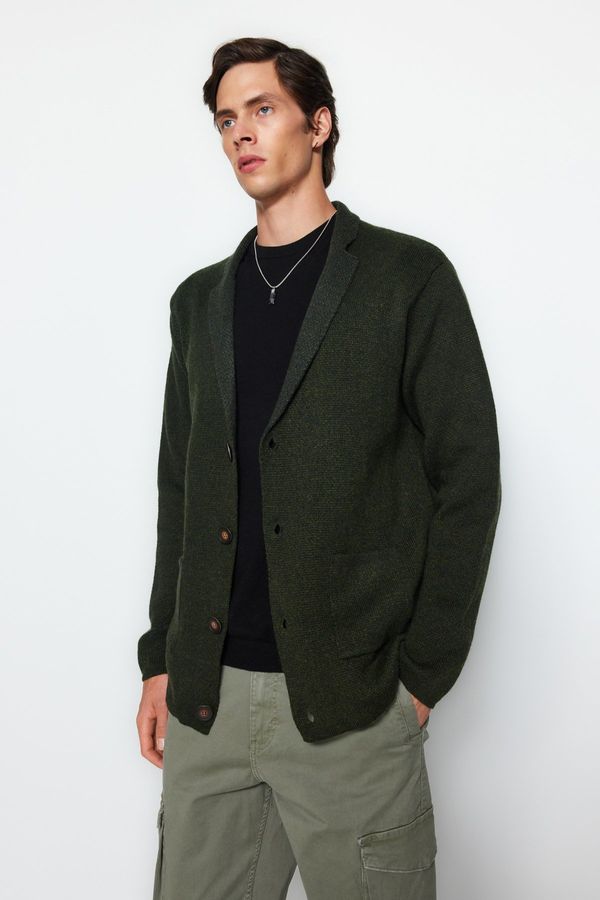 Trendyol Trendyol Khaki Regular Fit Collar Knitwear Cardigan