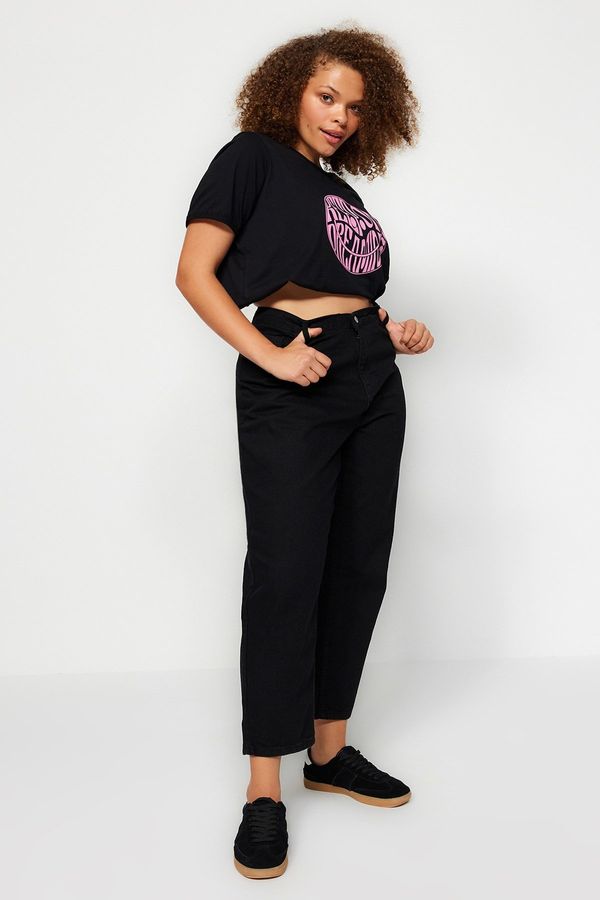 Trendyol Trendyol krivulja crna mama fit traperice