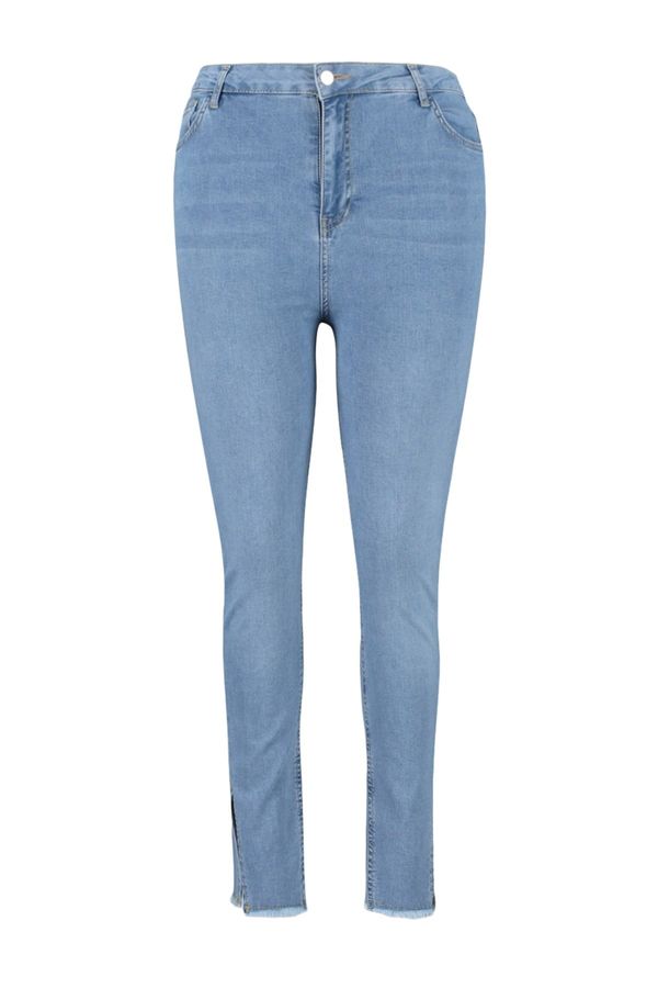 Trendyol Trendyol krivulja svijetloplavi prorez i resica detalj fleksibilne skinny traperice