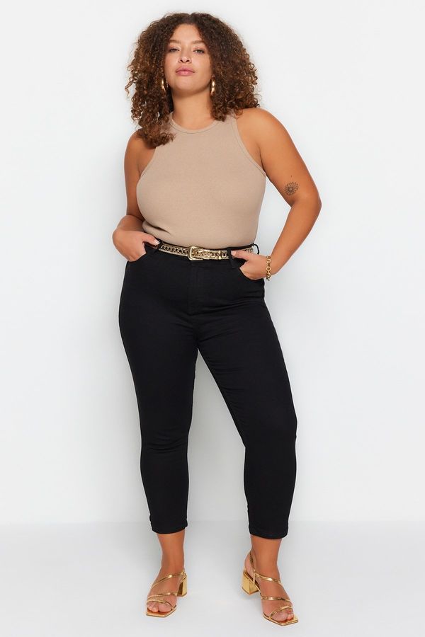 Trendyol Trendyol krivulja visokog struka colorfast crna fleksibilne skinny traperice