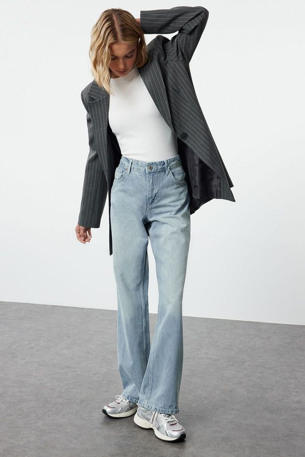Trendyol Trendyol Light Blue More Sustainable Normal Waist Wide Leg Jeans