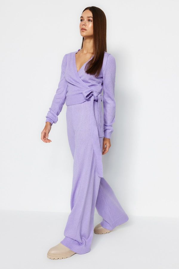 Trendyol Trendyol Lilac Crop Knitwear Top and Bottom Set