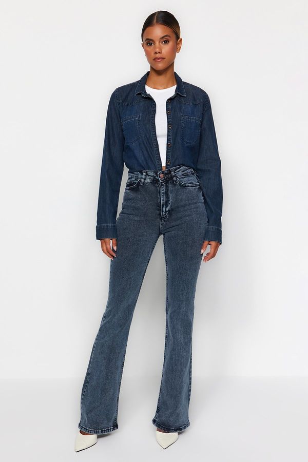 Trendyol Trendyol Midnight Blue traperice visokog struka