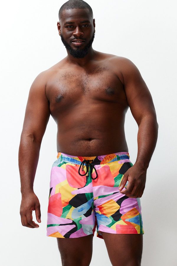 Trendyol Trendyol Multi Color Plus Size Abstract Pattern Beach Shorts
