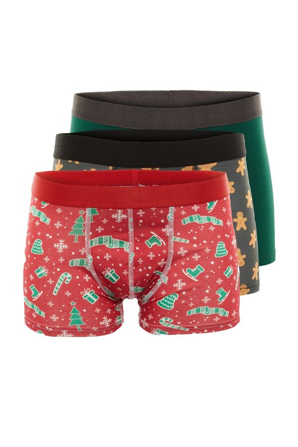 Trendyol Trendyol Multicolor Muški Božićni bokser s uzorkom od 3 paketa