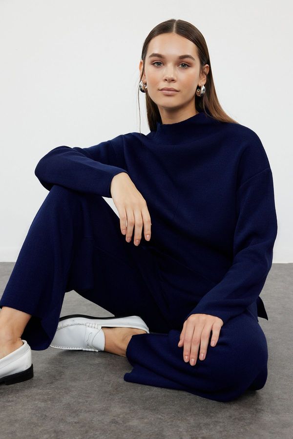Trendyol Trendyol Navy Blue Regular Trousers Knitwear Bottom-Top Set