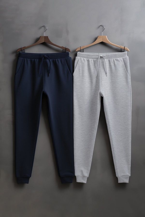 Trendyol Trendyol Navy Blue Regular/Normal Cut Elastic Leg 2-Pack Sweatpants