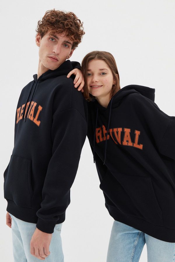 Trendyol Trendyol Navy Blue Unisex Oversize/Wide Cut Fit Hooded Sweatshirt