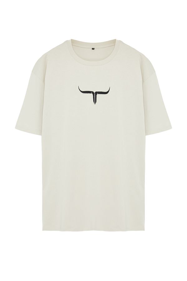 Trendyol Trendyol Plus Size Stone Oversize/Wide-Fit Comfort Printed 100% Cotton T-Shirt