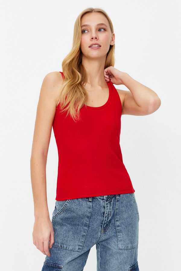 Trendyol Trendyol Red Fitted Pool Neck Ribbed Stretchy Knitted Undershirt