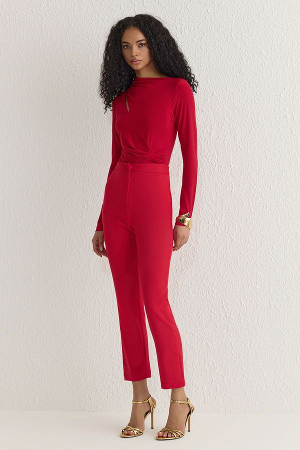 Trendyol Trendyol Red Shirred Snap Knit
