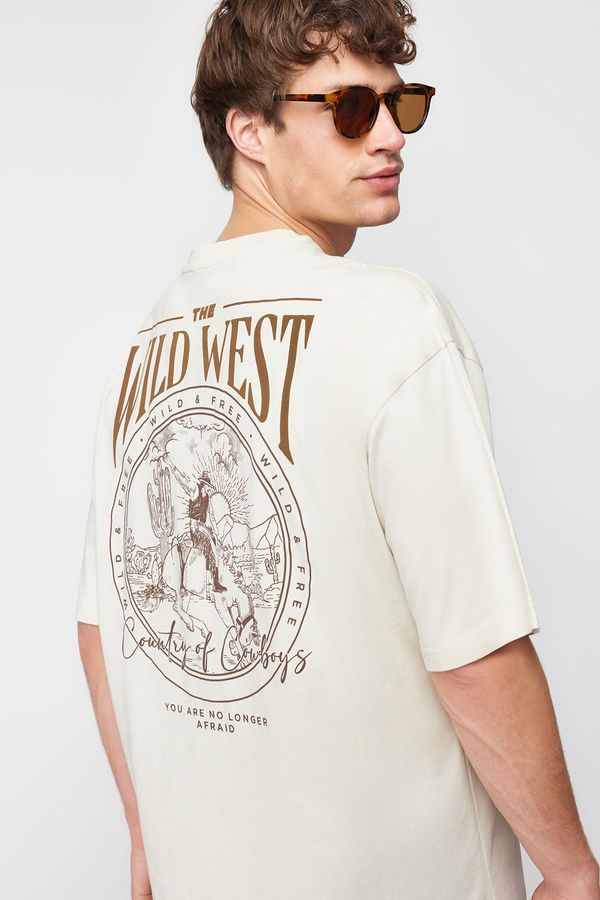 Trendyol Trendyol Stone Oversize/Wide Cut 100% Back Printed T-Shirt