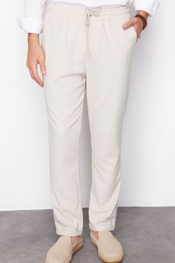 Trendyol Trendyol Stone Slim Elastic Waist Double Leg Fabric Trousers