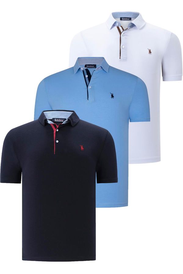 dewberry TROSTRUKI SET T8582 DEWBERRY MUŠKA MAJICA-MORNARSKI PLAVO-BIJELO-SVIJETLO PLAVA