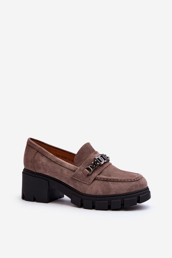 VINCEZA VINCEZA Beige Loafers on Chunky Heel Eriella