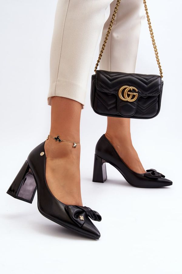 VINCEZA VINCEZA Black Bow Pump Heels by Ariemessa