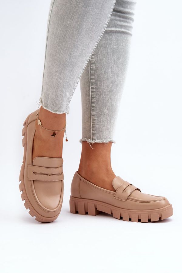 VINCEZA VINCEZA Women's Faux Leather Moccasins Beige Seravisa