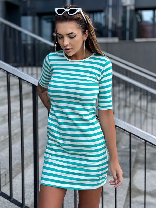 Fashionhunters White and green cotton casual dress MAYFLIES