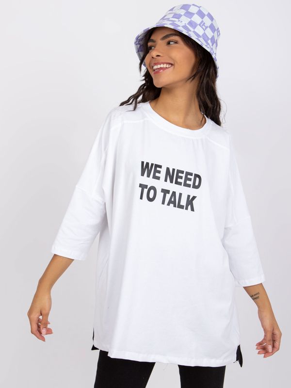 Fashionhunters White blouse with Olivia RUE PARIS inscriptions