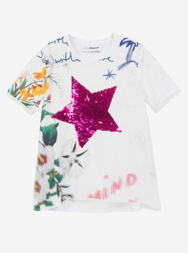 DESIGUAL White Girls Patterned T-Shirt Desigual TS Amparo - Girls