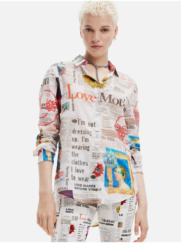 DESIGUAL White Women Patterned Shirt Desigual Newspaper - Women