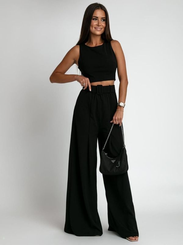 FASARDI Women's 2-piece set with wide trousers and blouse FASARDI - black