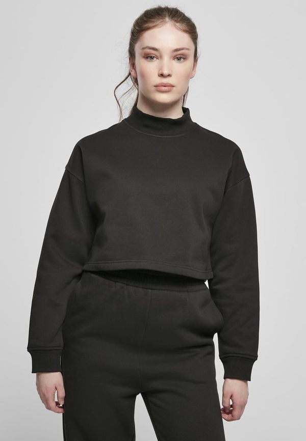 UC Ladies Women's Cropped Oversized Sweat High Neck Crew Black