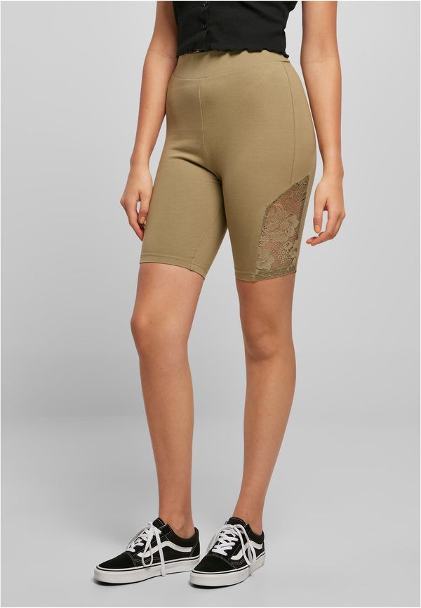 UC Ladies Women's high-waisted khaki shorts with lace insert