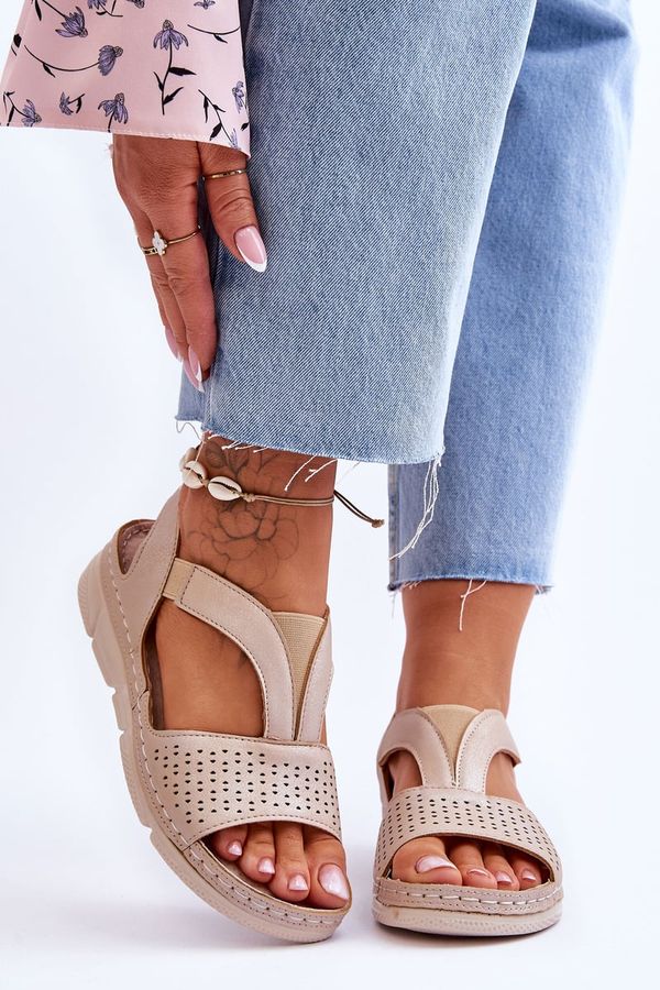 Kesi Women's leather slip-on sandals beige Lora