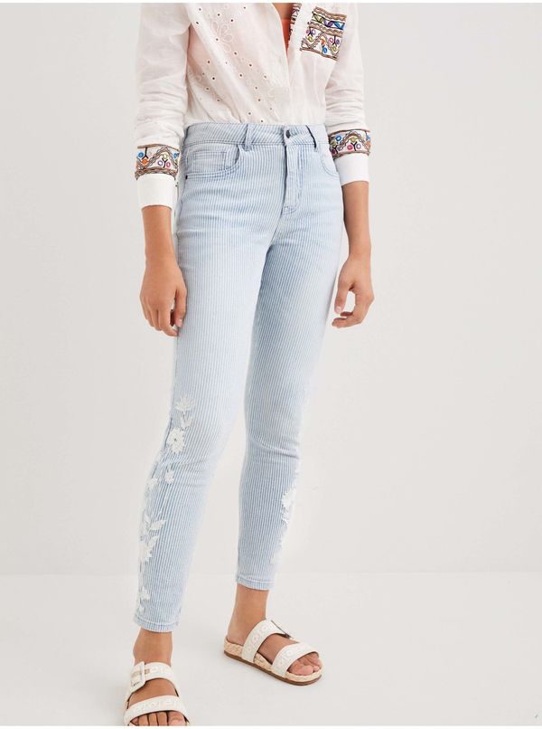 DESIGUAL Women's Light Blue Striped Jeans Desigual Agra - Women