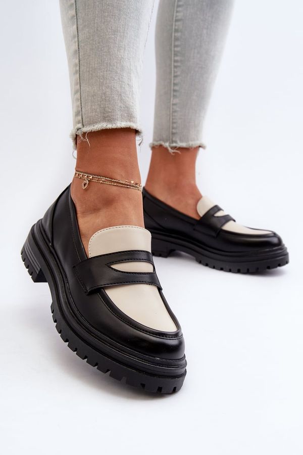 Kesi Women's loafers with flat heels and platform Black Kaldira