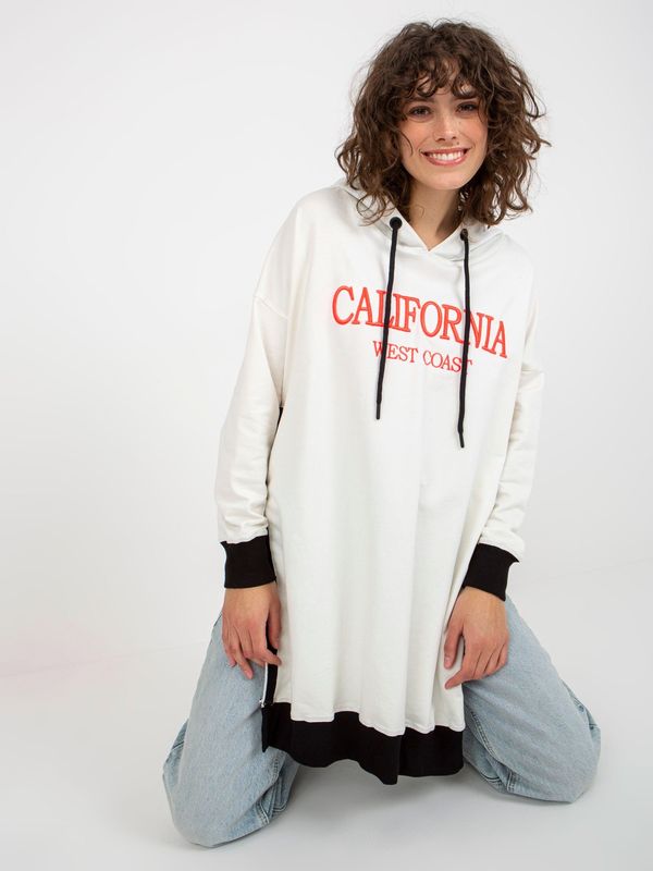 Fashionhunters Women's Long Over Size Hoodie - ecru