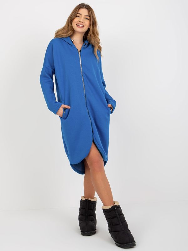 Fashionhunters Women's Long Zipper Sweatshirt Rue Paris Tina - Blue