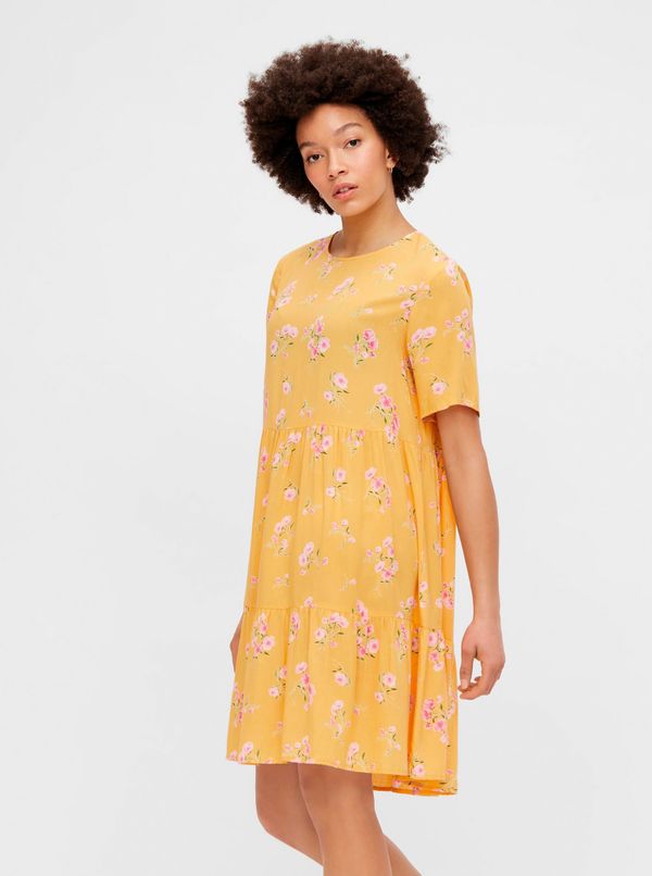 Pieces Yellow Floral Loose Dress Pieces Trina - Women